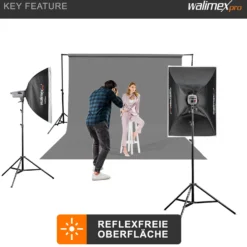 Walimex pro Hintergrundkarton 1,35 x 10 m grau, robuster Fotohintergrund aus Karton, Fotoleinwand als Backdrop für Fotostudio, reflexfrei, strapazierfähig, ideal für Produktfotografie