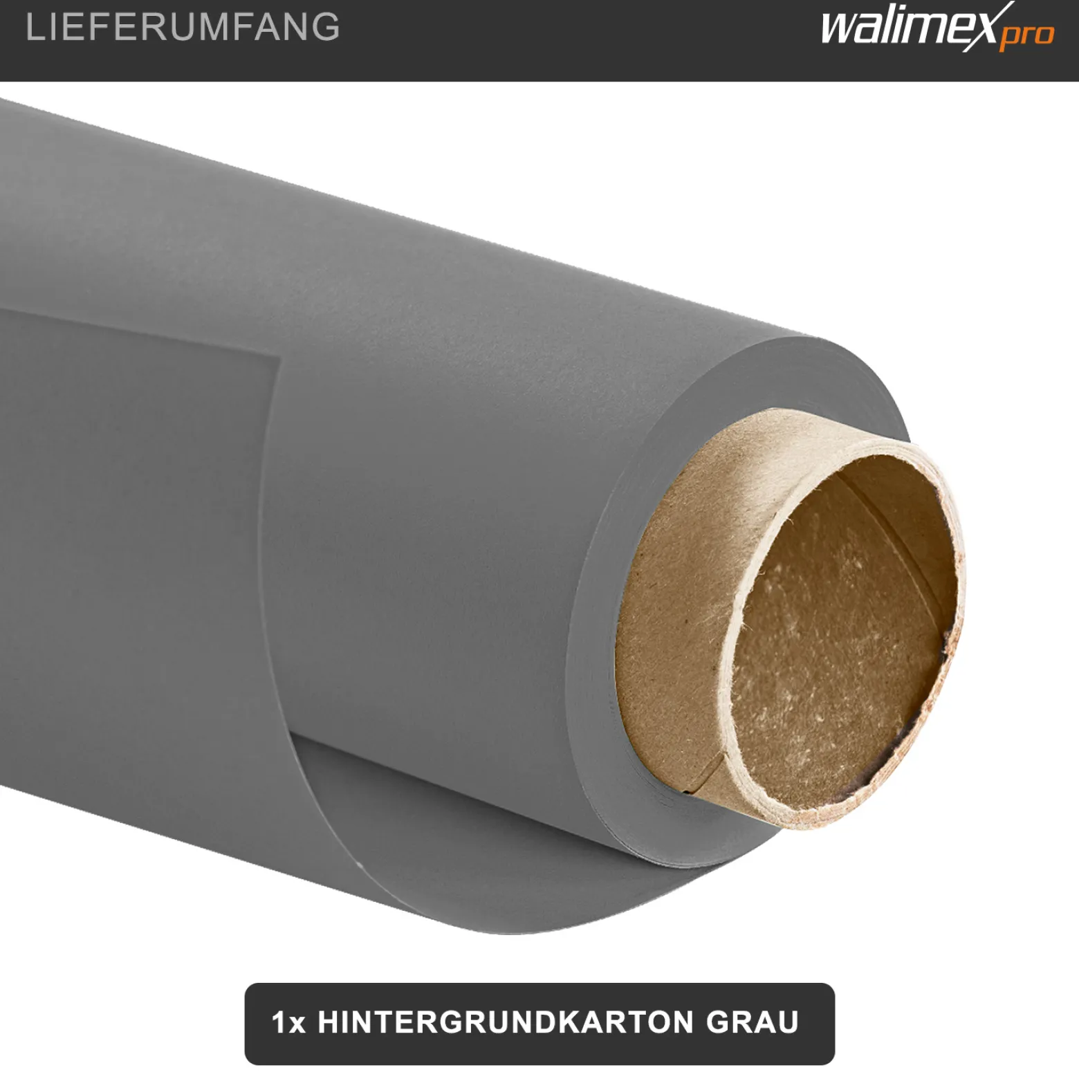 Walimex pro Hintergrundkarton 1,35 x 10 m grau, robuster Fotohintergrund aus Karton, Fotoleinwand als Backdrop für Fotostudio, reflexfrei, strapazierfähig, ideal für Produktfotografie