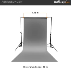 Walimex pro Hintergrundkarton 1,35 x 10 m grau, robuster Fotohintergrund aus Karton, Fotoleinwand als Backdrop für Fotostudio, reflexfrei, strapazierfähig, ideal für Produktfotografie