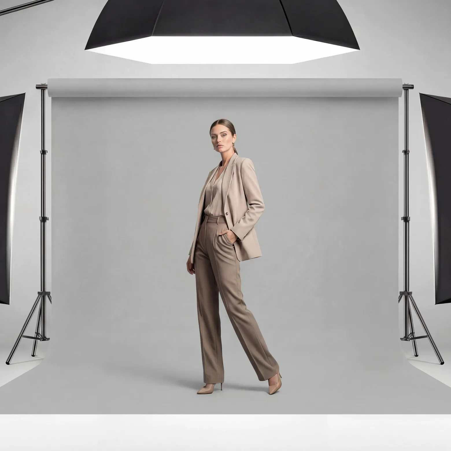 Walimex pro Hintergrundkarton 2,60 x 10 m light grey, robuster Fotohintergrund aus Karton, Fotoleinwand als Backdrop für Fotostudio, reflexfrei, strapazierfähig, ideal für Produktfotografie