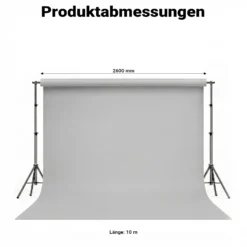 Walimex pro Hintergrundkarton 2,60 x 10 m light grey, robuster Fotohintergrund aus Karton, Fotoleinwand als Backdrop für Fotostudio, reflexfrei, strapazierfähig, ideal für Produktfotografie