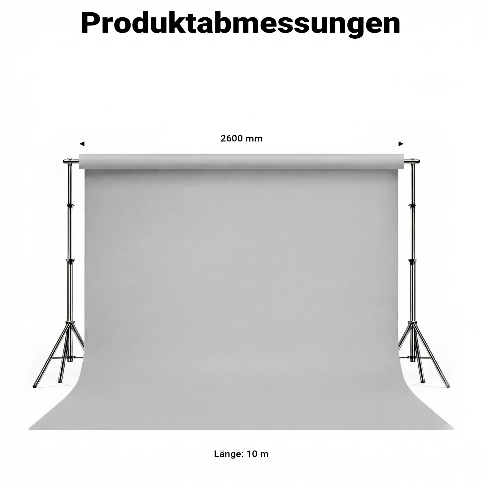 Walimex pro Hintergrundkarton 2,60 x 10 m light grey, robuster Fotohintergrund aus Karton, Fotoleinwand als Backdrop für Fotostudio, reflexfrei, strapazierfähig, ideal für Produktfotografie