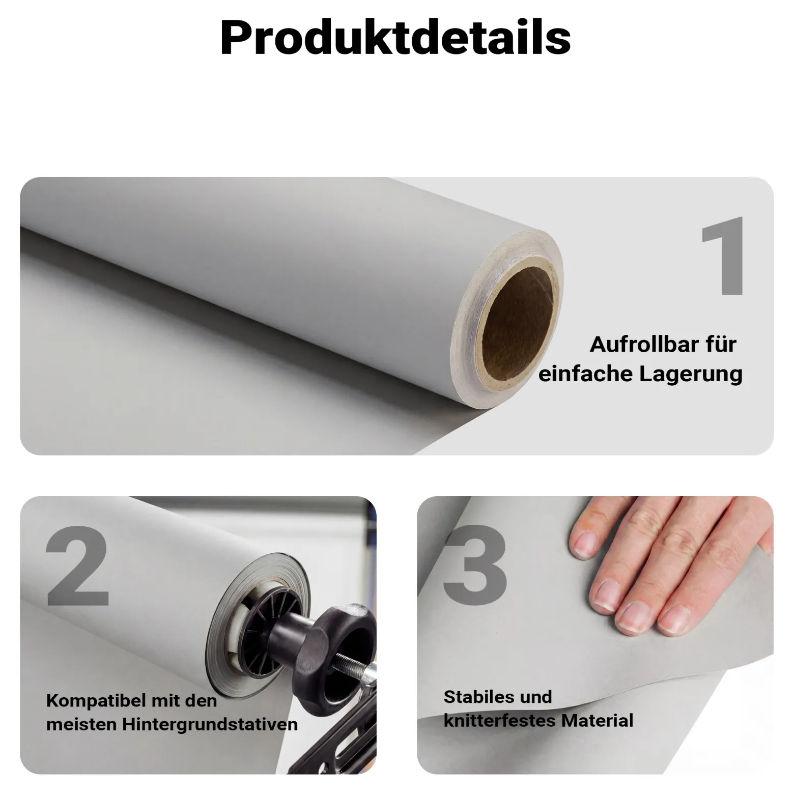 Walimex pro Hintergrundkarton 2,60 x 10 m light grey, robuster Fotohintergrund aus Karton, Fotoleinwand als Backdrop für Fotostudio, reflexfrei, strapazierfähig, ideal für Produktfotografie
