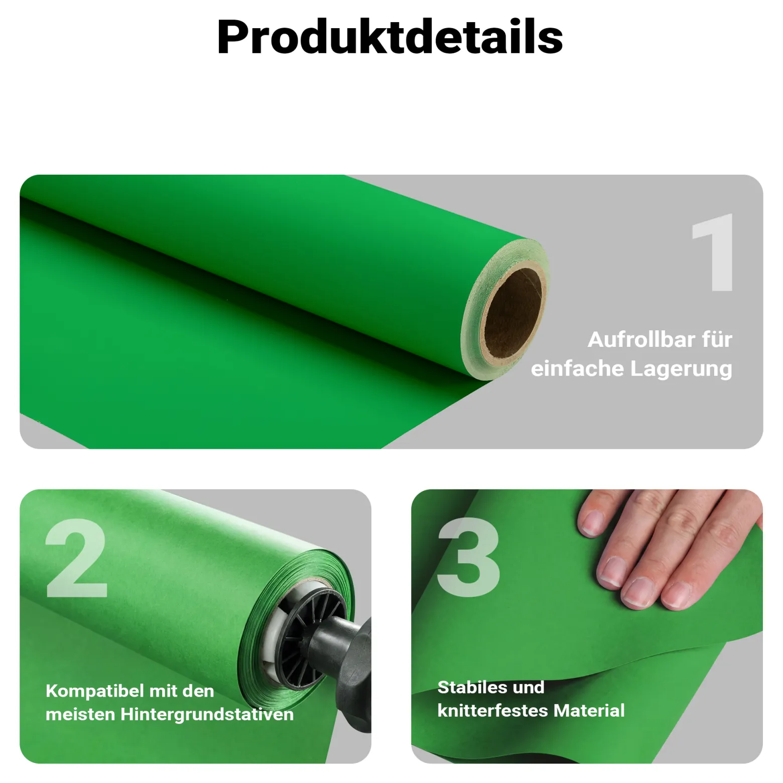 Walimex pro Hintergrundkarton 1,35 x 10 m grün chroma, robuster Fotohintergrund aus Karton, Fotoleinwand als Backdrop für Fotostudio, reflexfrei, strapazierfähig, ideal für Produktfotografie