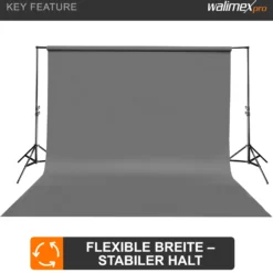 Walimex pro Hintergrundsystem XXL 190-465 cm breit, Hintergrundständer bis 400 cm Höhe, Lampenstative mit 5/8 Zoll Spigot, Hintergrund-Set für Fotografie, Video & Green Screen