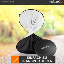Walimex pro 2 in 1 Falthintergrund schwarz/weiß 150 x 200 cm, robuster Fotohintergrund mit stabilem Rahmen, faltbarer Hintergrund für Fotostudio mit Transporttasche