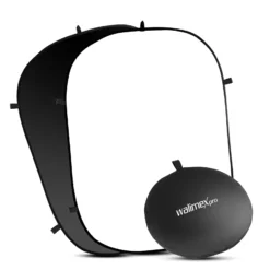Walimex pro 2 in 1 Falthintergrund schwarz/weiß 150 x 200 cm, robuster Fotohintergrund mit stabilem Rahmen, faltbarer Hintergrund für Fotostudio mit Transporttasche
