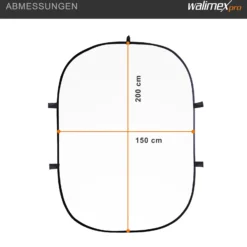 Walimex pro 2 in 1 Falthintergrund schwarz/weiß 150 x 200 cm, robuster Fotohintergrund mit stabilem Rahmen, faltbarer Hintergrund für Fotostudio mit Transporttasche