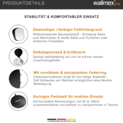 Walimex pro 2 in 1 Falthintergrund schwarz/weiß 150 x 200 cm, robuster Fotohintergrund mit stabilem Rahmen, faltbarer Hintergrund für Fotostudio mit Transporttasche