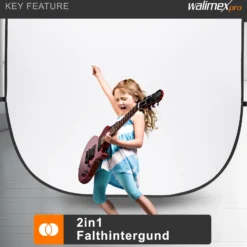 Walimex pro 2 in 1 Falthintergrund schwarz/weiß 200 x 230 cm, robuster Fotohintergrund mit Federring, faltbarer Hintergrund für Fotostudio mit Transporttasche