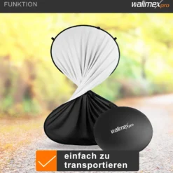 Walimex pro 2 in 1 Falthintergrund schwarz/weiß 200 x 230 cm, robuster Fotohintergrund mit Federring, faltbarer Hintergrund für Fotostudio mit Transporttasche