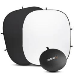 Walimex pro 2 in 1 Falthintergrund schwarz/weiß 200 x 230 cm, robuster Fotohintergrund mit Federring, faltbarer Hintergrund für Fotostudio mit Transporttasche