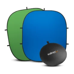 Walimex pro 2 in 1 Falthintergrund grün/ blau 200 x 230 cm, robuster Fotohintergrund mit Federring, faltbarer Hintergrund für Fotostudio mit Transporttasche