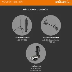Walimex pro 2 in 1 Falthintergrund grau/ blau 180 x 200 cm, robuster Fotohintergrund mit Federring, faltbarer Hintergrund für Fotostudio mit Transporttasche
