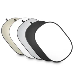 Walimex pro 5-in-1 Faltreflektor Set 1680 x 1020 x 20 mm oval wavy goldfarben silberfarben weiß schwarz transparent Lichtreflektor inkl. Transporttasche