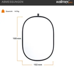 Walimex pro 5-in-1 Faltreflektor Set 1680 x 1020 x 20 mm oval wavy goldfarben silberfarben weiß schwarz transparent Lichtreflektor inkl. Transporttasche
