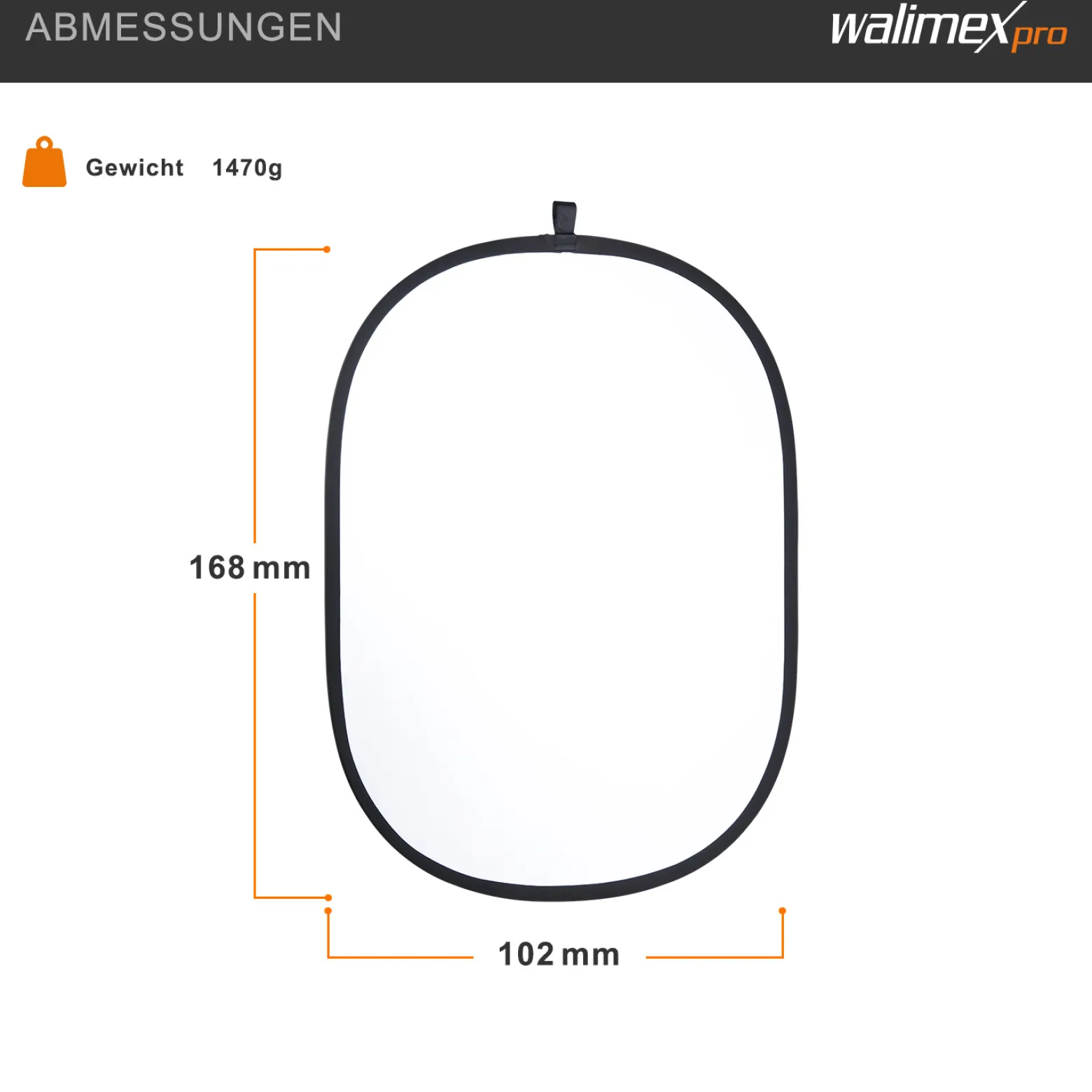 Walimex pro 5-in-1 Faltreflektor Set 1680 x 1020 x 20 mm oval wavy goldfarben silberfarben weiß schwarz transparent Lichtreflektor inkl. Transporttasche