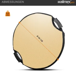 Walimex pro 5-in-1 Faltreflektor Set wavy comfort mit PopUp Funktion Ø 80 cm Wavy-Goldfarben Silberfarben Weiß Schwarz Transparent inkl. Transporttasche