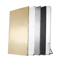 Walimex pro 5-in-1 Reflektorpanel 100 x 200 cm, Reflektor Fotografie mit 5 Lichtcharakteristiken schwarz, weiß, gold-, silberfarben, Durchlicht und Diffusor