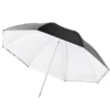 Walimex pro 2in1 Reflex- und Durchlichtschirm weiß, Fotoschirm 84 cm Durchmesser, robuster Reflexschirm mit Stange und Spitze aus Metall, Lichtformer für weiche Lichtcharakteristik