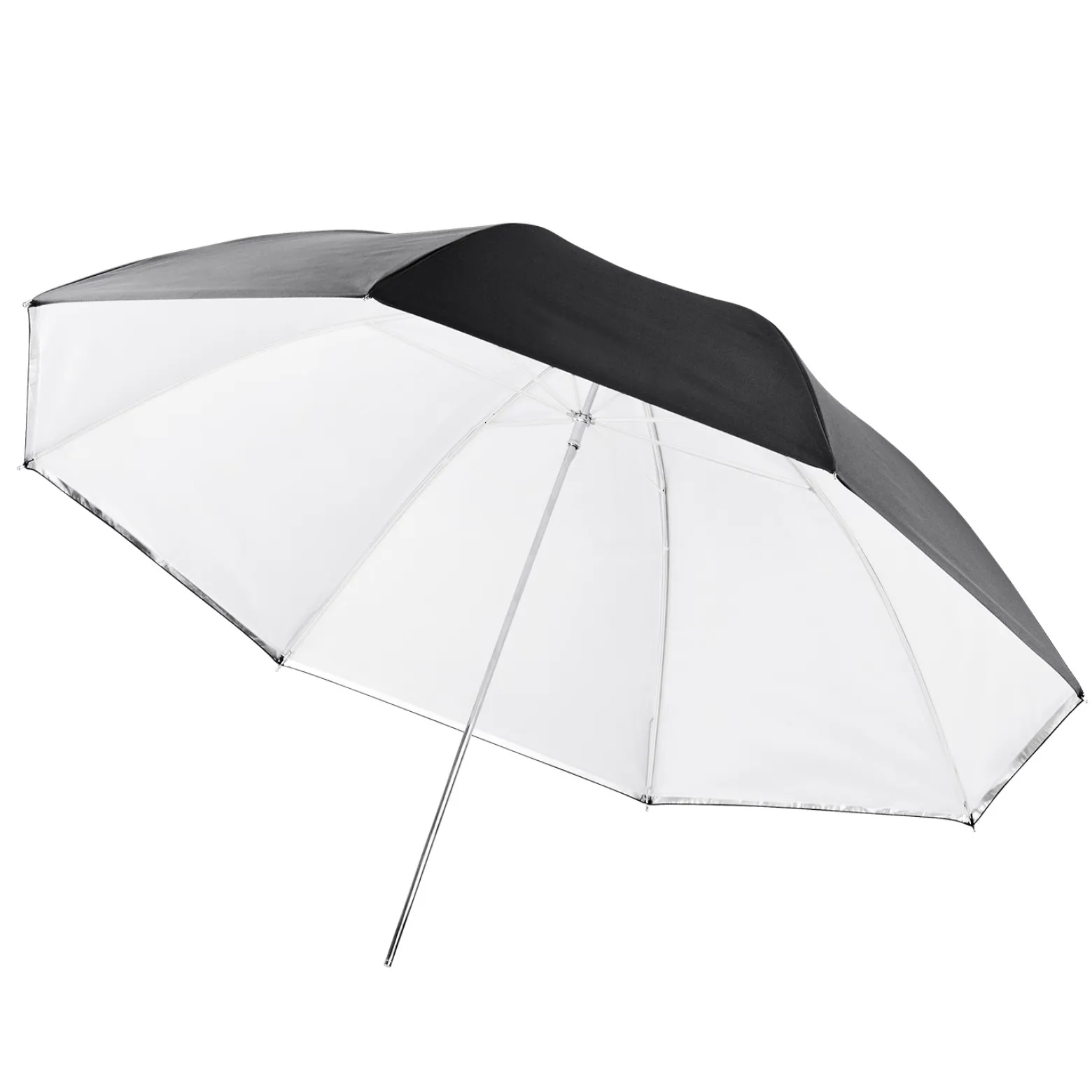 Walimex pro 2in1 Reflex- und Durchlichtschirm weiß, Fotoschirm 84 cm Durchmesser, robuster Reflexschirm mit Stange und Spitze aus Metall, Lichtformer für weiche Lichtcharakteristik