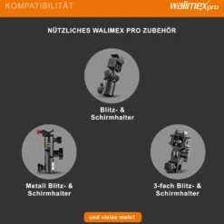 Walimex pro 2in1 Reflex- und Durchlichtschirm weiß, Fotoschirm 84 cm Durchmesser, robuster Reflexschirm mit Stange und Spitze aus Metall, Lichtformer für weiche Lichtcharakteristik