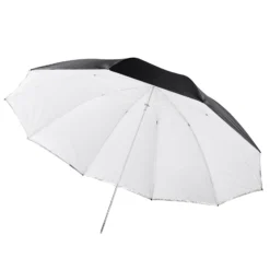 Walimex pro 2in1 Reflex- und Durchlichtschirm weiß Ø 150 cm für weiches Licht, Studioschirm mit abnehmbarer äußerer Reflexschicht (silberfarben, schwarz) und innerer Durchlichtschicht (weiß)