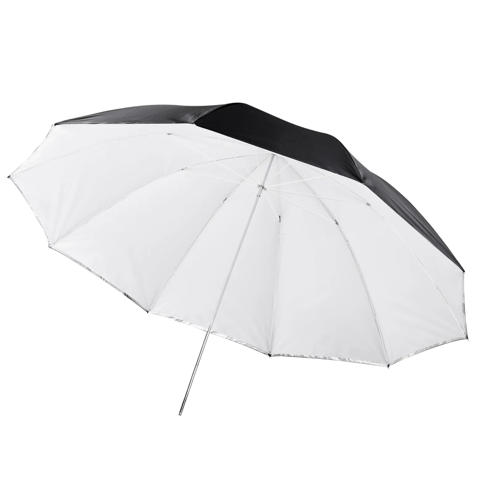 Walimex pro 2in1 Reflex- und Durchlichtschirm weiß Ø 150 cm für weiches Licht, Studioschirm mit abnehmbarer äußerer Reflexschicht (silberfarben, schwarz) und innerer Durchlichtschicht (weiß)