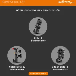 Walimex pro 2in1 Reflex- und Durchlichtschirm weiß Ø 150 cm für weiches Licht, Studioschirm mit abnehmbarer äußerer Reflexschicht (silberfarben, schwarz) und innerer Durchlichtschicht (weiß)