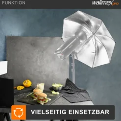 Walimex pro 2in1 Reflex- und Durchlichtschirm weiß Ø 150 cm für weiches Licht, Studioschirm mit abnehmbarer äußerer Reflexschicht (silberfarben, schwarz) und innerer Durchlichtschicht (weiß)