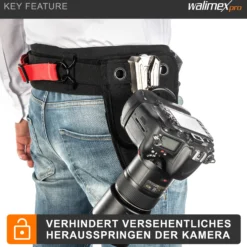 Walimex pro Kamera Hüftgurt mit 2x V-Dock Argus – Tragegurt mit Holster für Fotoshooting und Outdoor Fotografie – V Clip Kameraholster mit Bauchgurt