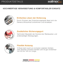 Walimex pro Kamera Hüftgurt mit V-Dock Argus – Tragegurt mit Holster für Fotoshooting und Outdoor Fotografie – V Clip Kameraholster mit Bauchgurt