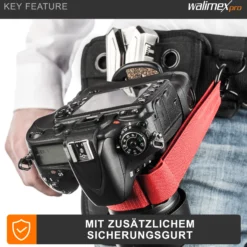 Walimex pro Kamera Hüftgurt mit V-Dock Argus – Tragegurt mit Holster für Fotoshooting und Outdoor Fotografie – V Clip Kameraholster mit Bauchgurt