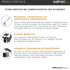 Walimex pro Kamerakran Director Pro - 770 x 90 x 250 mm / max. Traglast 3 kg - mit 1/4