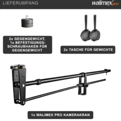 Walimex pro Kamerakran Director Pro - 770 x 90 x 250 mm / max. Traglast 3 kg - mit 1/4