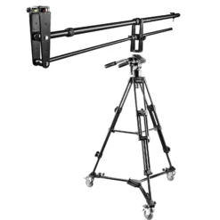Walimex pro Kamerakran Set Director Pro II mit Videostativ EI-9901 und WT-600 Stativwagen für professionelle Kamerafahrten