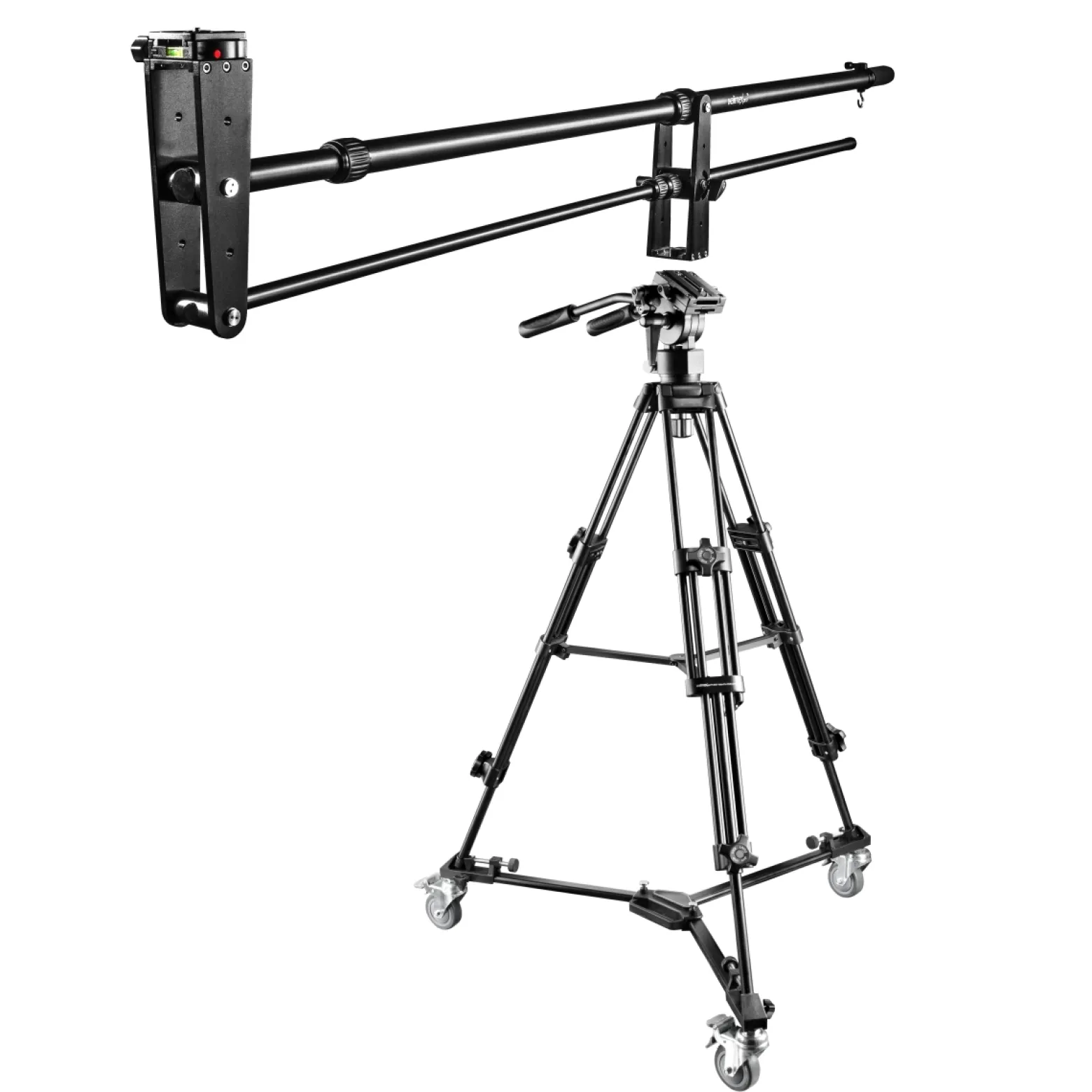 Walimex pro Kamerakran Set Director Pro II mit Videostativ EI-9901 und WT-600 Stativwagen für professionelle Kamerafahrten