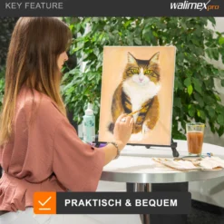 Walimex pro klappbare Tischstaffelei, stabile Staffelei aus Aluminium, Malerstaffelei für Leinwände bis 40 x 60 cm, Leinwandständer mit praktischer Tragetasche