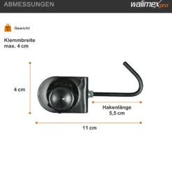 Walimex pro Klemmhaken 85 x 40 x 110 mm max. Ø 4 cm für Hintergrund, Stangen, Reflektoren, Stative und Autopole