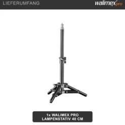 Walimex pro Lampenstativ höhenverstellbar bis 40 cm, Mini Stativ mit 2,5 kg Tragkraft, Lichtstativ für kleinere Lampen, Studioblitze, Studioleuchten und Kompaktblitze