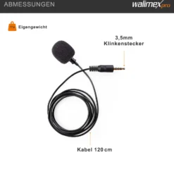 Walimex pro Lavalier Ansteck Mikrofon Boya LM10 für Smartphone/DSLR - 109 x 82 x 19 mm - mit 3,5 mm Klinke, Windschutz und Clips - kompatibel mit Android, kompatibel mit iPhone