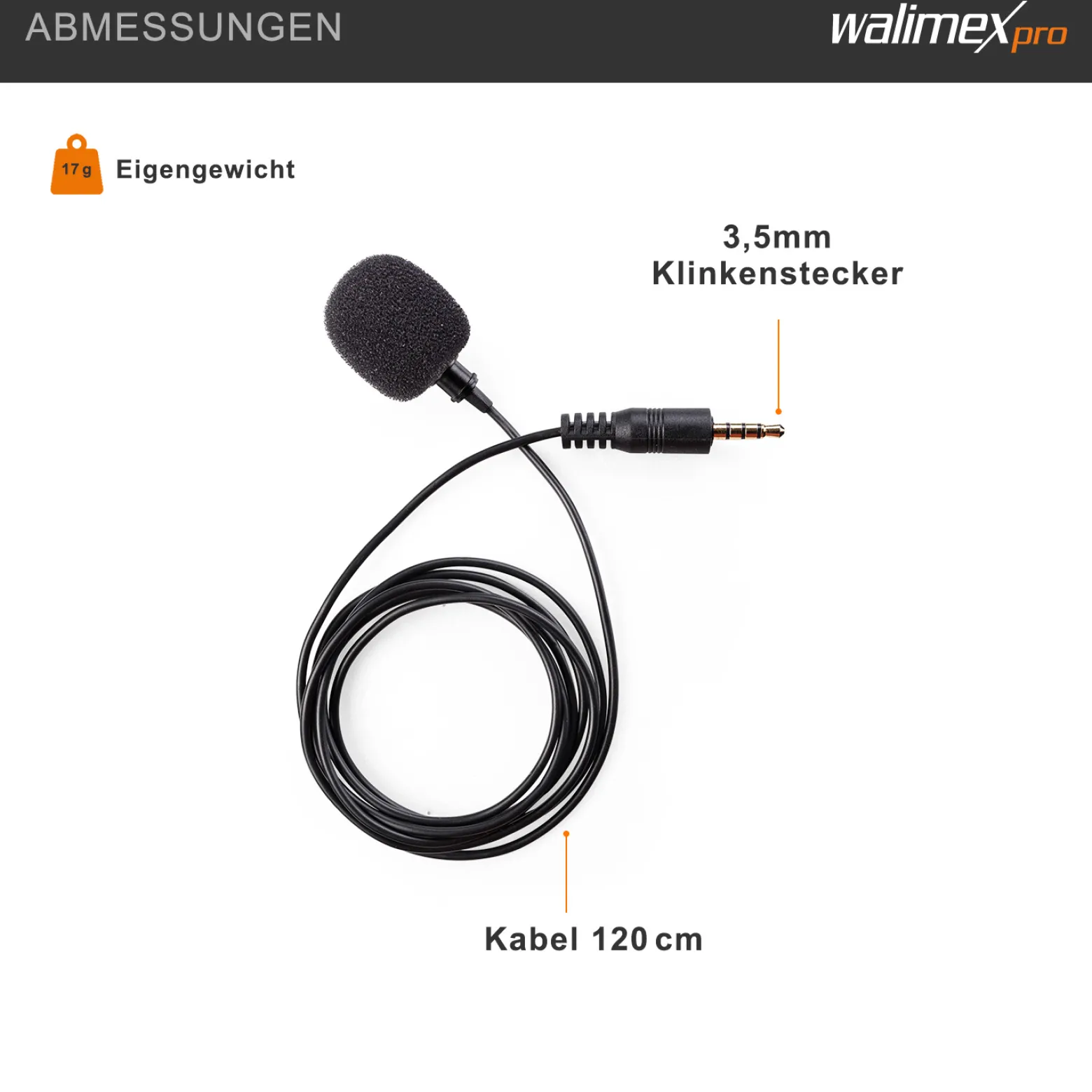 Walimex pro Lavalier Ansteck Mikrofon Boya LM10 für Smartphone/DSLR - 109 x 82 x 19 mm - mit 3,5 mm Klinke, Windschutz und Clips - kompatibel mit Android, kompatibel mit iPhone