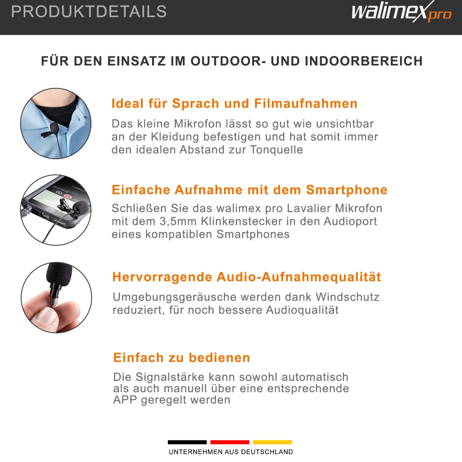 Walimex pro Lavalier Ansteck Mikrofon Boya LM10 für Smartphone/DSLR - 109 x 82 x 19 mm - mit 3,5 mm Klinke, Windschutz und Clips - kompatibel mit Android, kompatibel mit iPhone