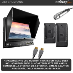 Walimex pro LCD Monitor Director II 9,7' Professioneller Video Screen 24,6 cm mit 1920 x 1080 Pixel, Full HD, 8-fach Zoom, HDMI Out - für Video DSLR Kamera
