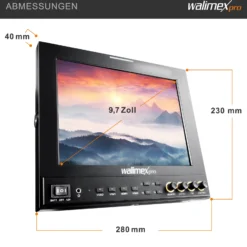 Walimex pro LCD Monitor Director II - Professioneller Video Screen - 24,6 cm / 9,7 Zoll / 1920 x 1080 Pixel, Full HD, 8-fach Zoom, HDMI Out - für Video DSLR Kamera