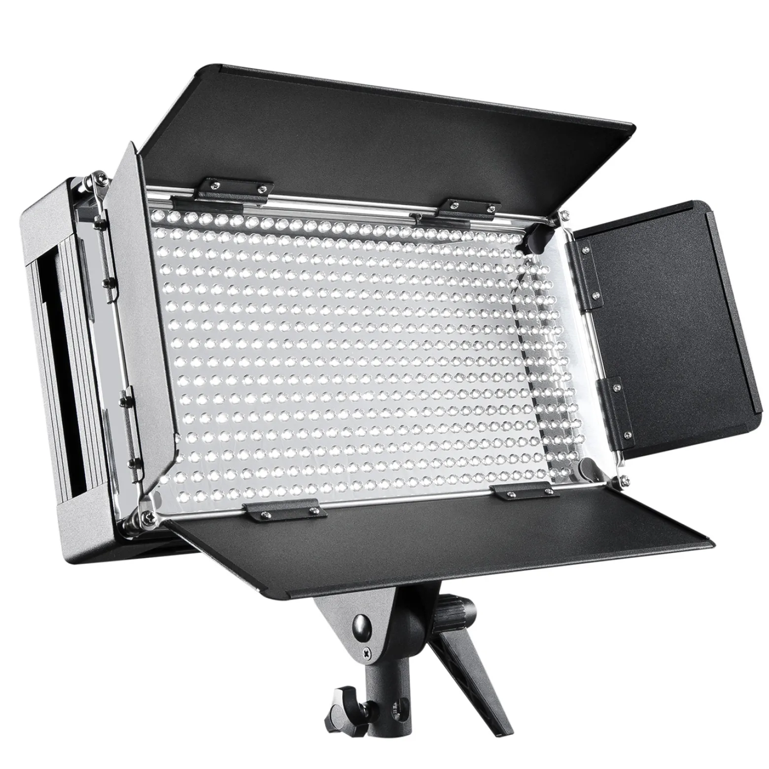 Walimex pro LED 500 Flächenleuchte, dimmbares Flächenlicht mit LCD-Display & Touchscreen, Videoleuchte mit vier Abschirmkappen, Stativaufnahme neigbar