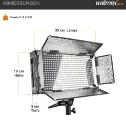 Walimex pro LED 500 Flächenleuchte 30 W, Flächenlicht Tageslichtversion, Videoleuchte mit robustem Metallgehäuse + Halterung, leistungsstarke Studioleuchte