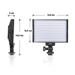 Walimex pro LED Niova 150 Bi Color Videoleuchte inkl. Akku, On-Camera Fotolampe 15 W, Videolicht mit einstellbarer Farbtemperatur 3200-566 K, Studiolicht dimmbar