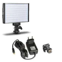 Walimex pro LED Niova 150 Bi Color Videoleuchte inkl. Netzteil, On-Camera Fotolampe 15 W, Videolicht mit einstellbarer Farbtemperatur 3200-566 K, Studiolicht dimmbar