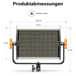 Walimex pro LED Niova 600 Bi Color und Stativ 2er Set mit 36 W LED Flächenleuchten, variabler Farbtemperatur und Lichtstativen